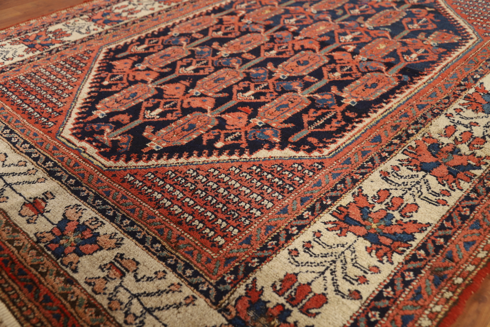 Vegetable Dye Antique Malayer Navy Blue Wool Hand-knotted Traditional Rug 5×6