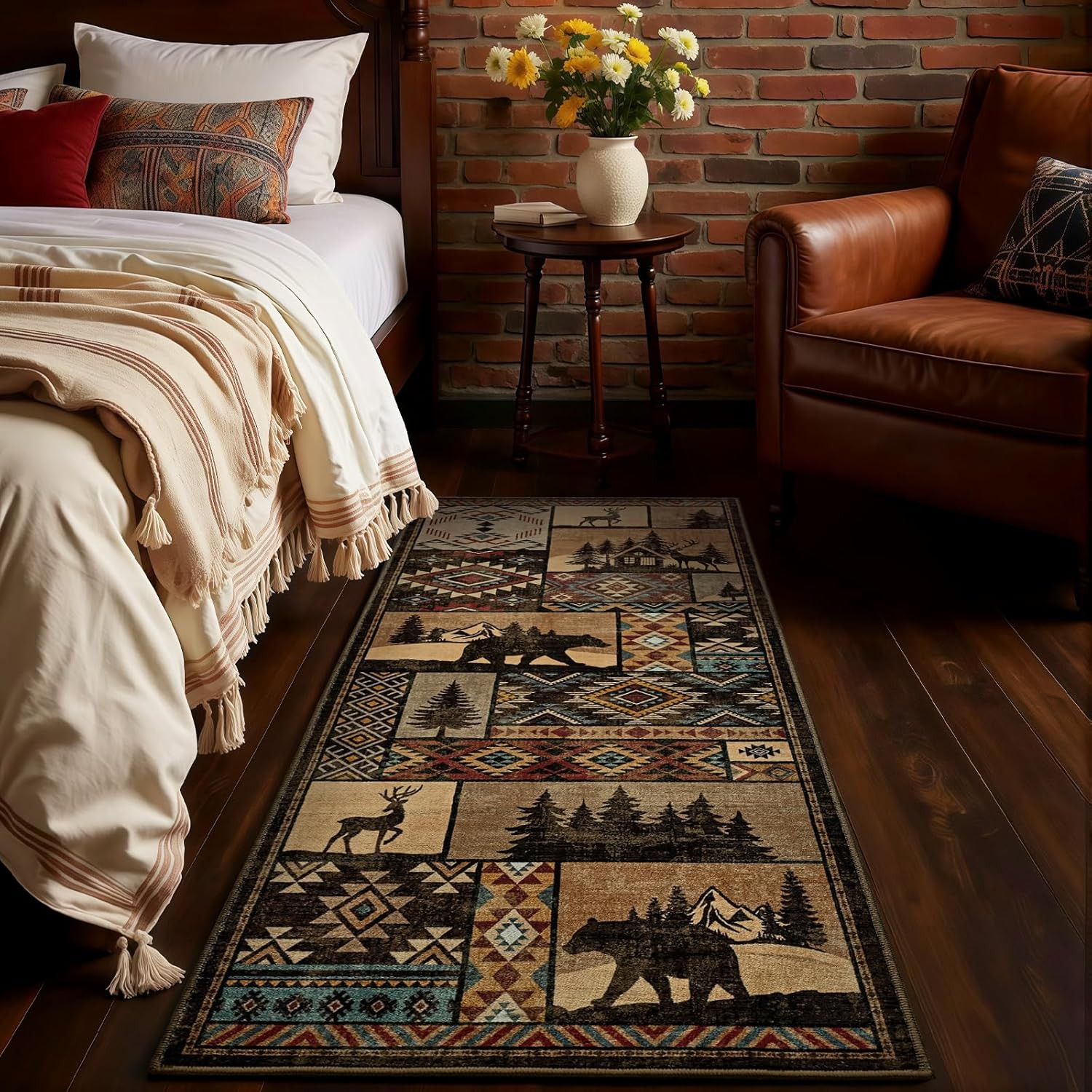 HOMORE Runner Rug 2×5 Washable Western Rugs for Hallway Entryway,Rustic Cabin Ru