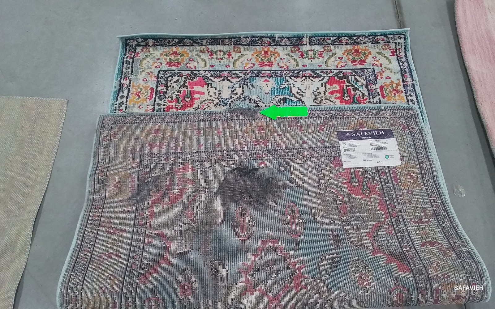 LBLUE / FUCHSIA 4′-0″ x 5′-7″ Back Stain Rug, Reduced Price 1172795534 MNC243J-4