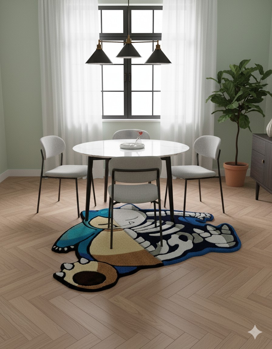 Unique Snorlax Skeleton Rug – Half Cartoon, Half Skeleton Design carpet