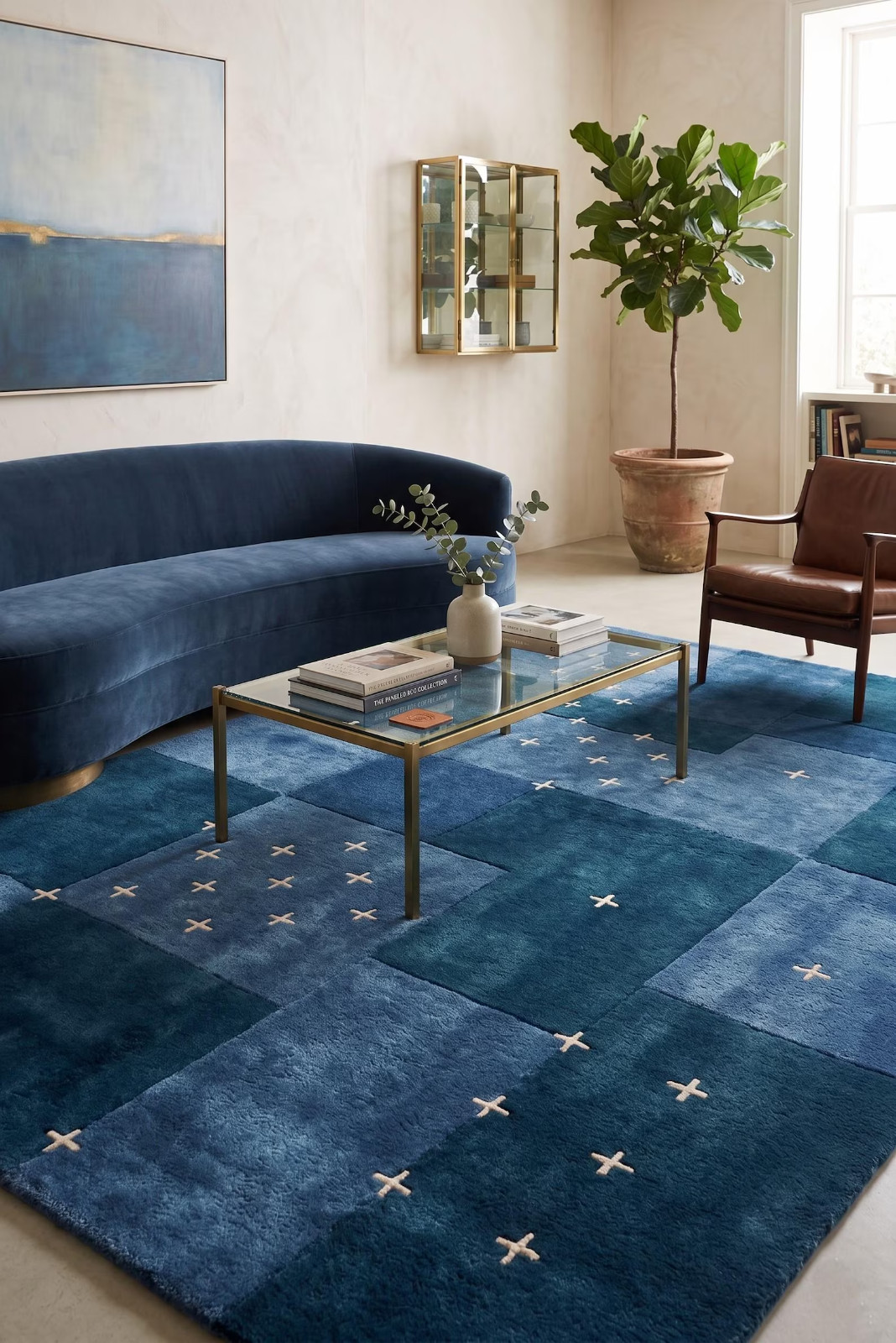 Nordic Midnight Blue Area Rug | Hand-Tufted Luxury Living Room Decor Living Room