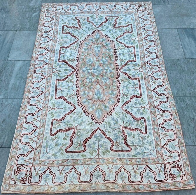 Vintage Handwoven French Aubusson Rug Needle Point Living Room Rug 140×90 cm