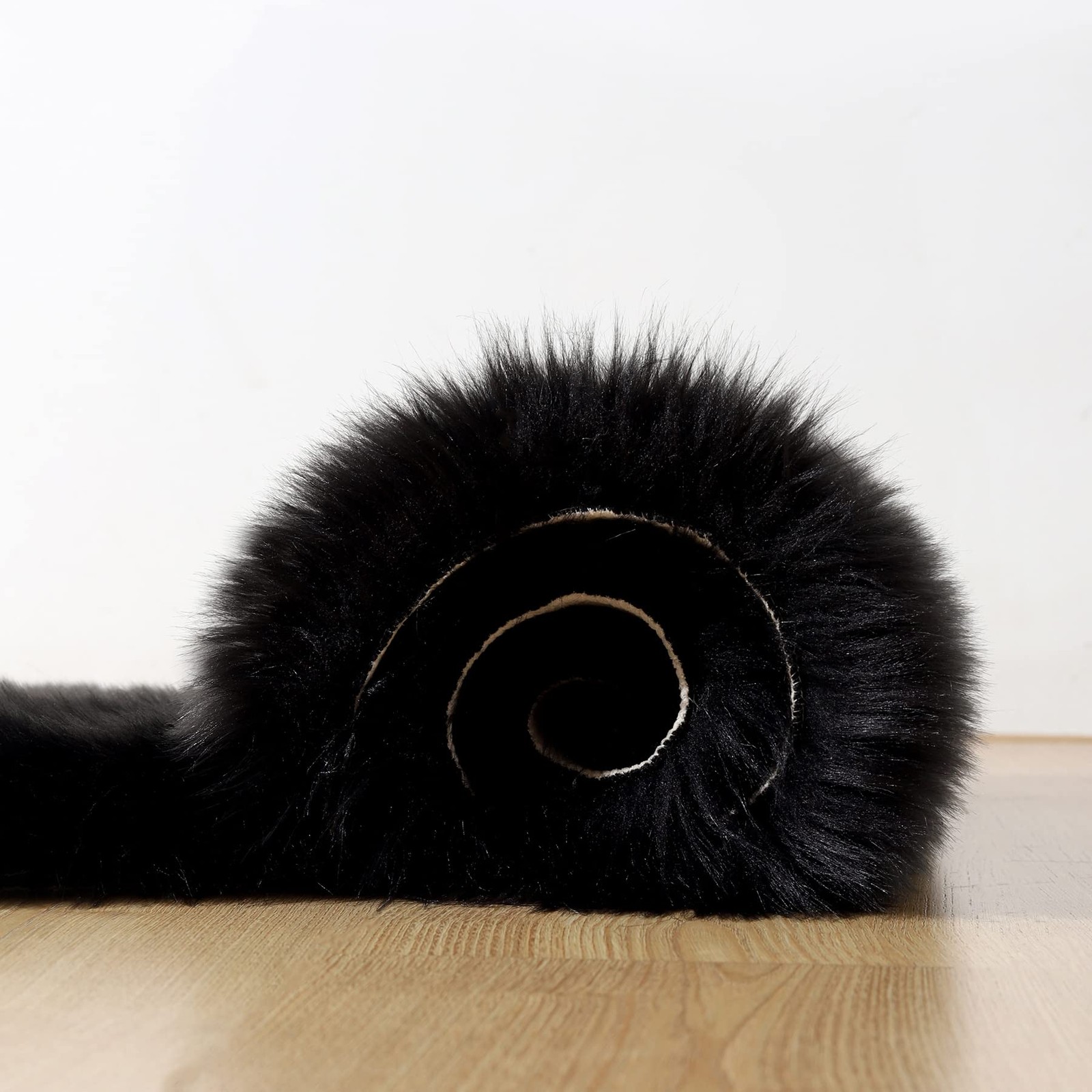 CKLZSAY Faux Fur Rug 2 x 3 ft Sheepskin Shaggy Fuzzy Black Area Rug Super Sof…