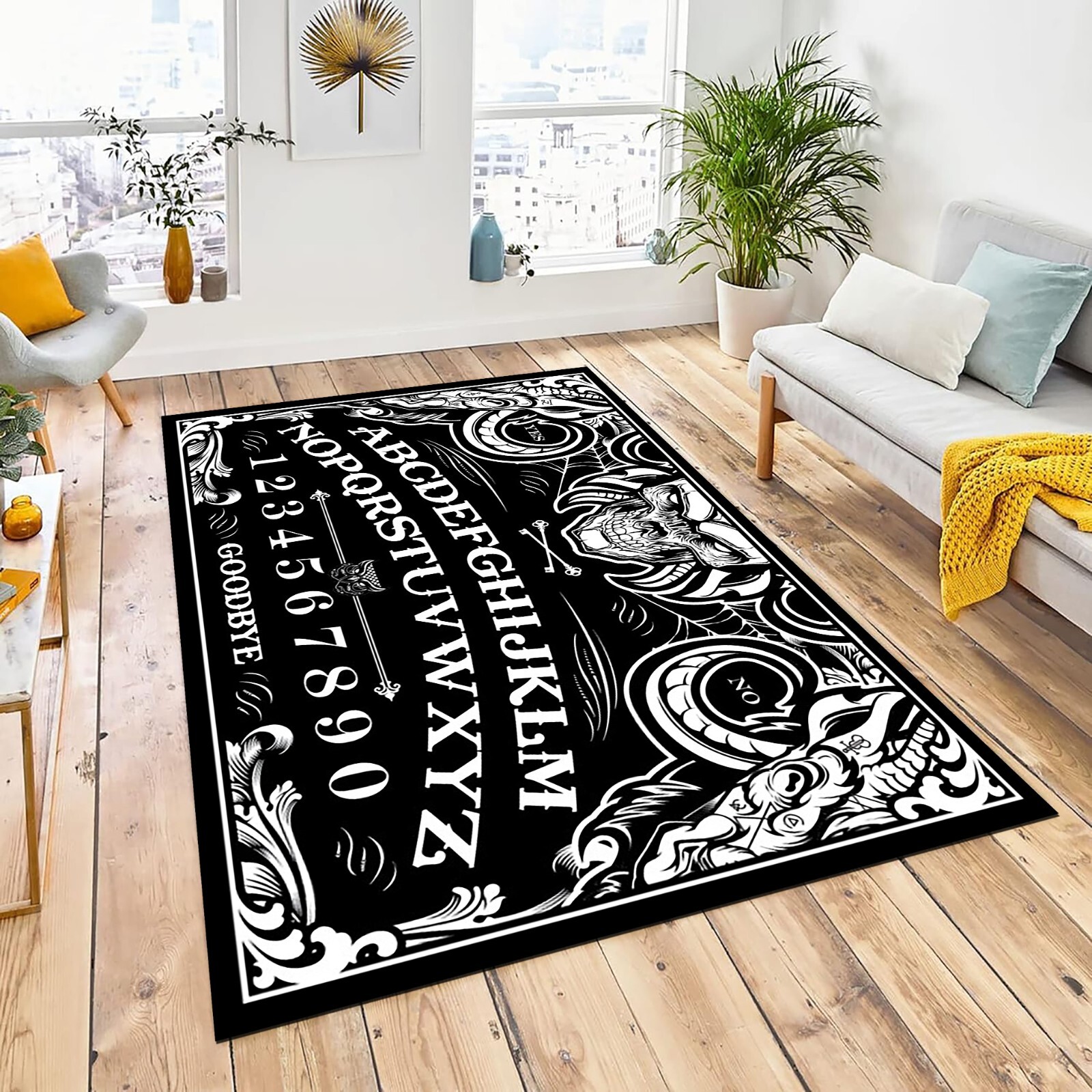 Witch Board Rug, Halloween Gothic Area Rug, Goth Occult Witchcraft Carpet, Floor