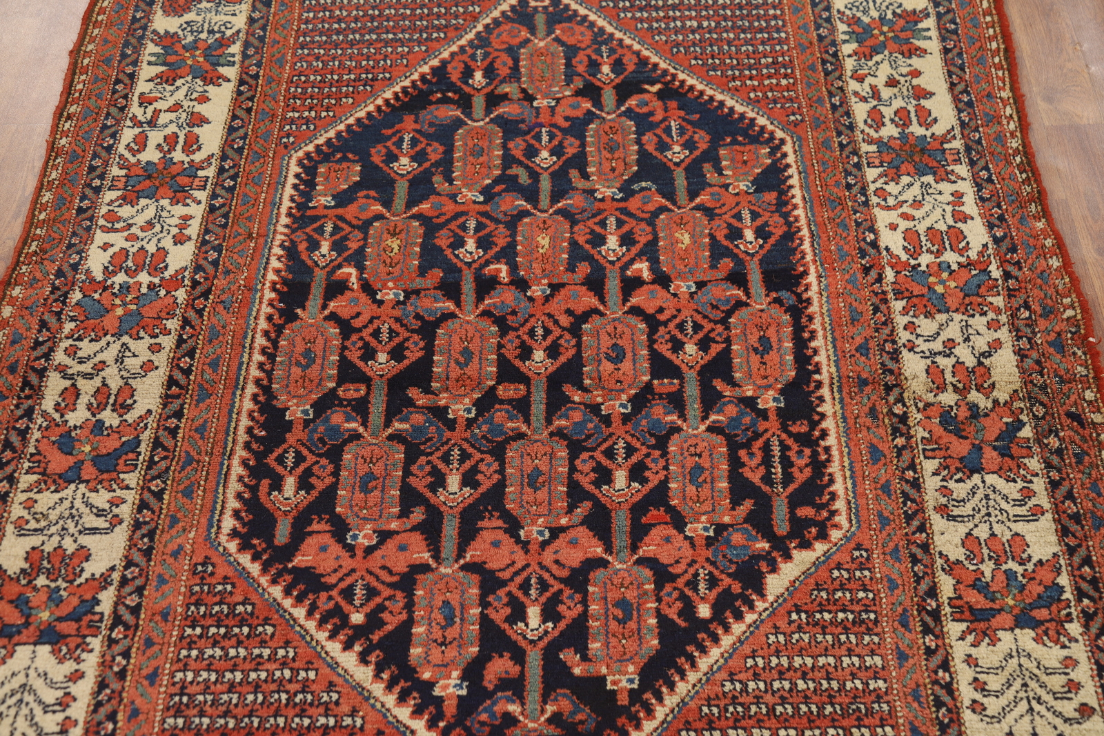 Vegetable Dye Antique Malayer Navy Blue Wool Hand-knotted Traditional Rug 5×6