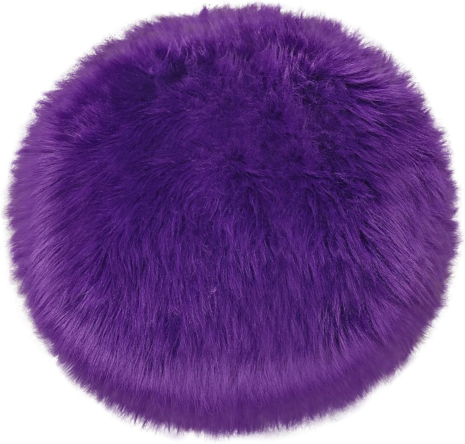 Faux Sheepskin Circle Rug 2ft Purple Plush Shaggy Mat Seat Pad Sofa Throw Decor