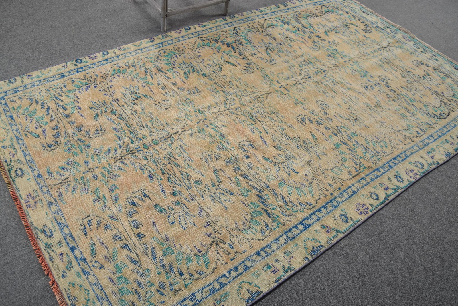 5,1×8,7 ft Turkish Rug, Blue Oriental Vintage Wool Rug