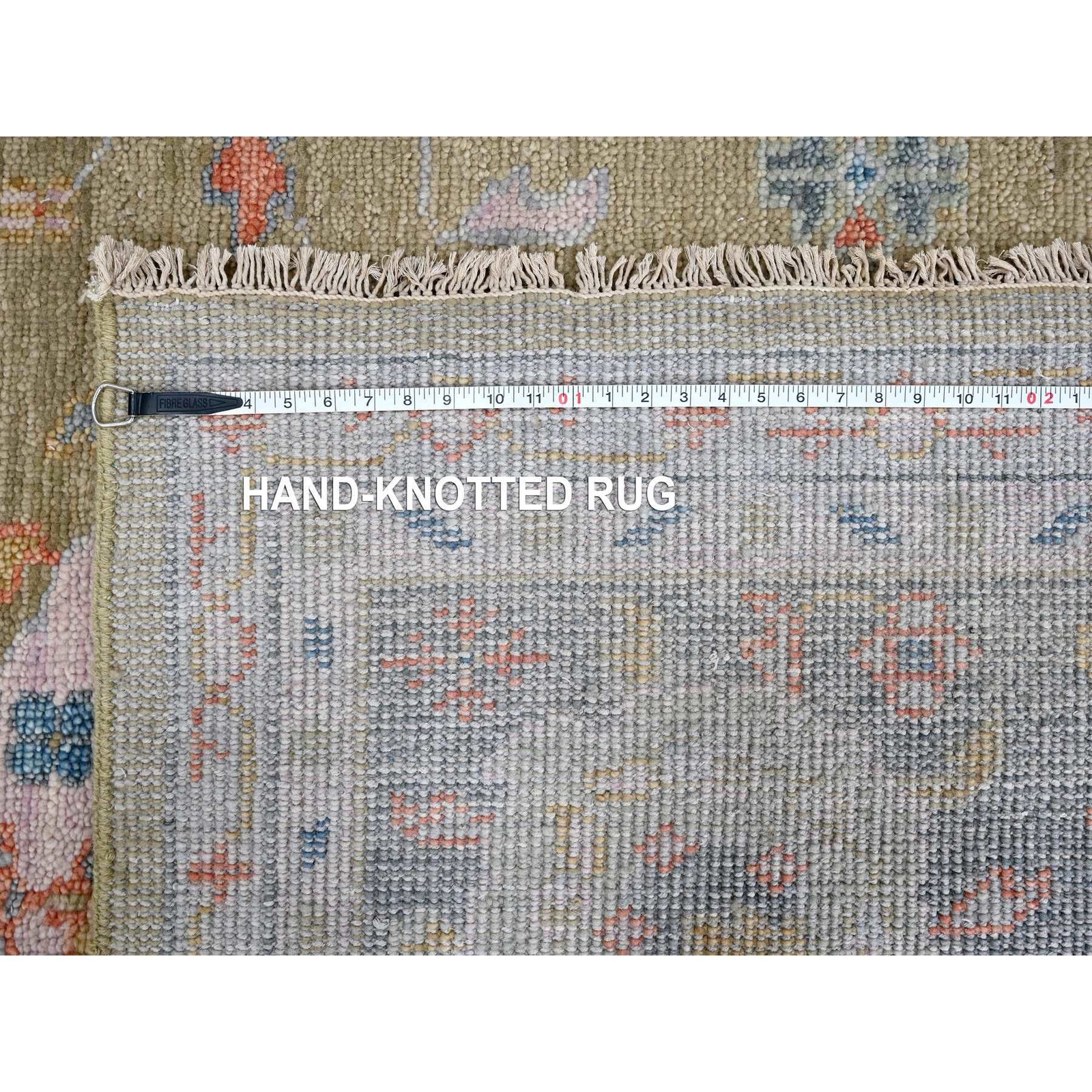 12’1″x17’9″ Dusty Yellow Oushak Design Supple Hand Knotted Oversized Rug R84511
