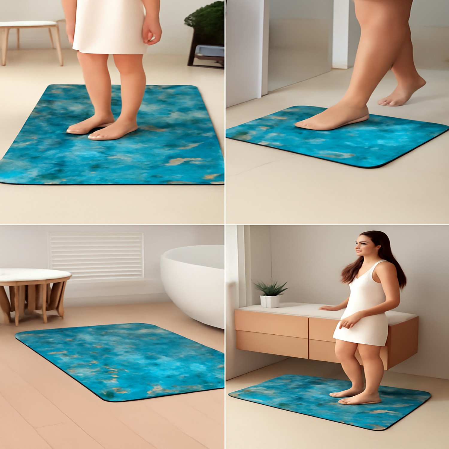 Modern Bath Mat, Geometric Rug, Bathroom Decor, Contemporary Floor Mat, Abstract