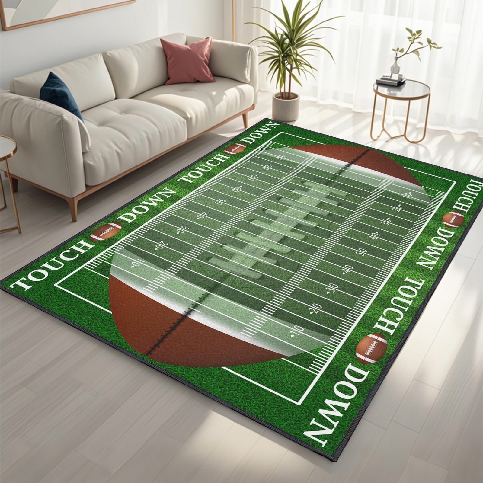 Football Rug for Bedroom,3’X5′ Non-Slip Football Field Rugs,Sports Rug for Room