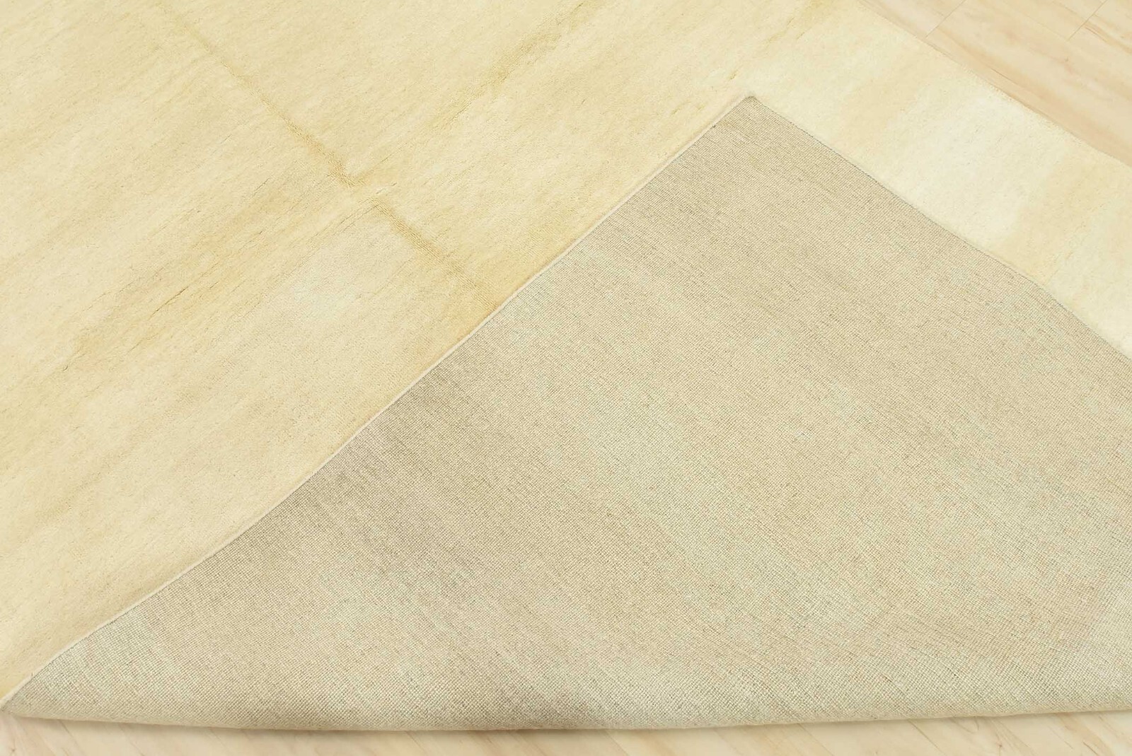 Solid Ivory Rug 6’1” x 9’1” Wool Contemporary Hand-Knotted Carpet