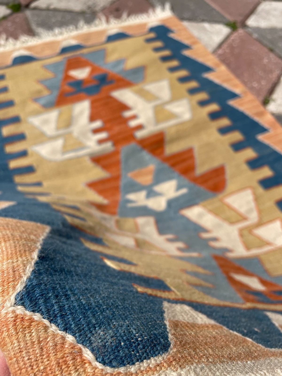 1.9 x 2.7 ft Blue vintage Turkish rug carpet for kitchen 2×4 Natural wool rug fo