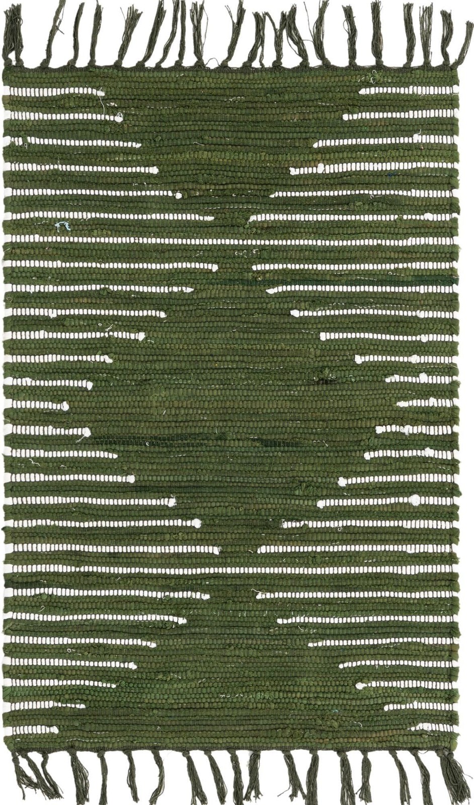 Chindi Cotton Collection Area Rug – Briah (2′ x 3′ 1″ Rectangle, Green/ Ivory)