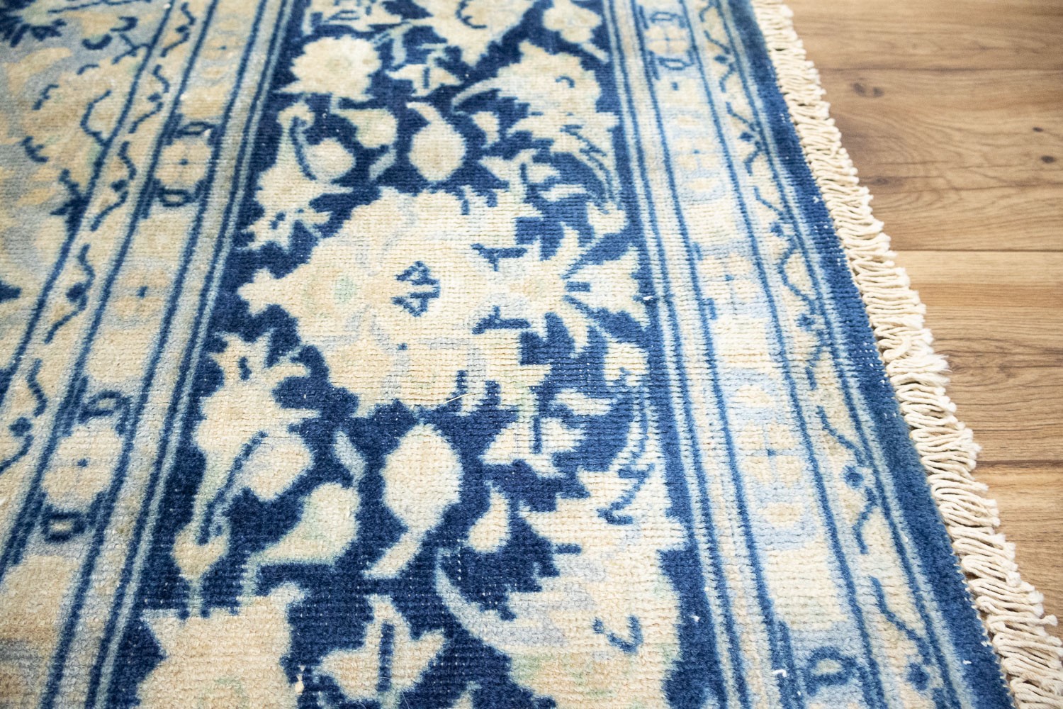 Semi-Antique Handmade Distressed Oriental Rug 10×13 Ft Navy Blue Area Carpet
