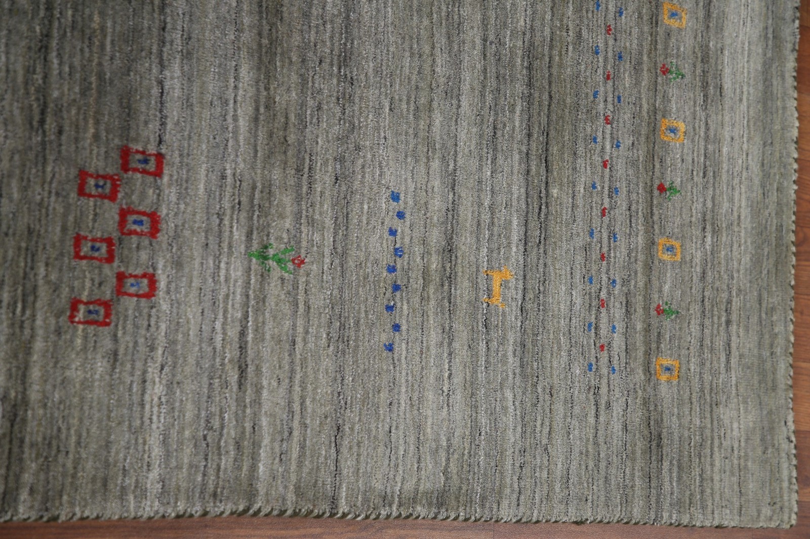 Tribal Wool Oriental Area Rug 7×10 Gray Hand-made Living Room Bordered Nomad Rug