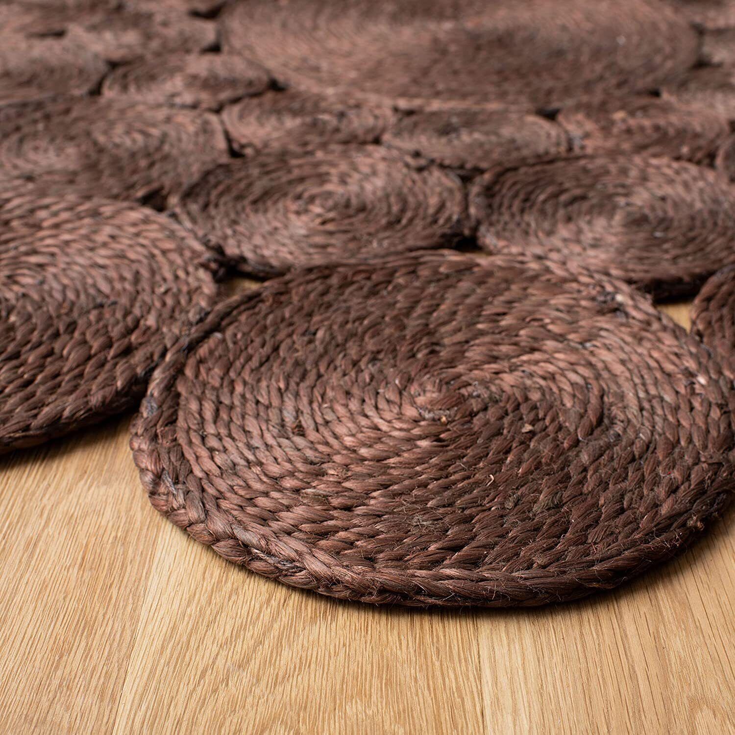Rug Round Jute Design Farmhouse Natural Floor Rug Brown Handmade Carpet