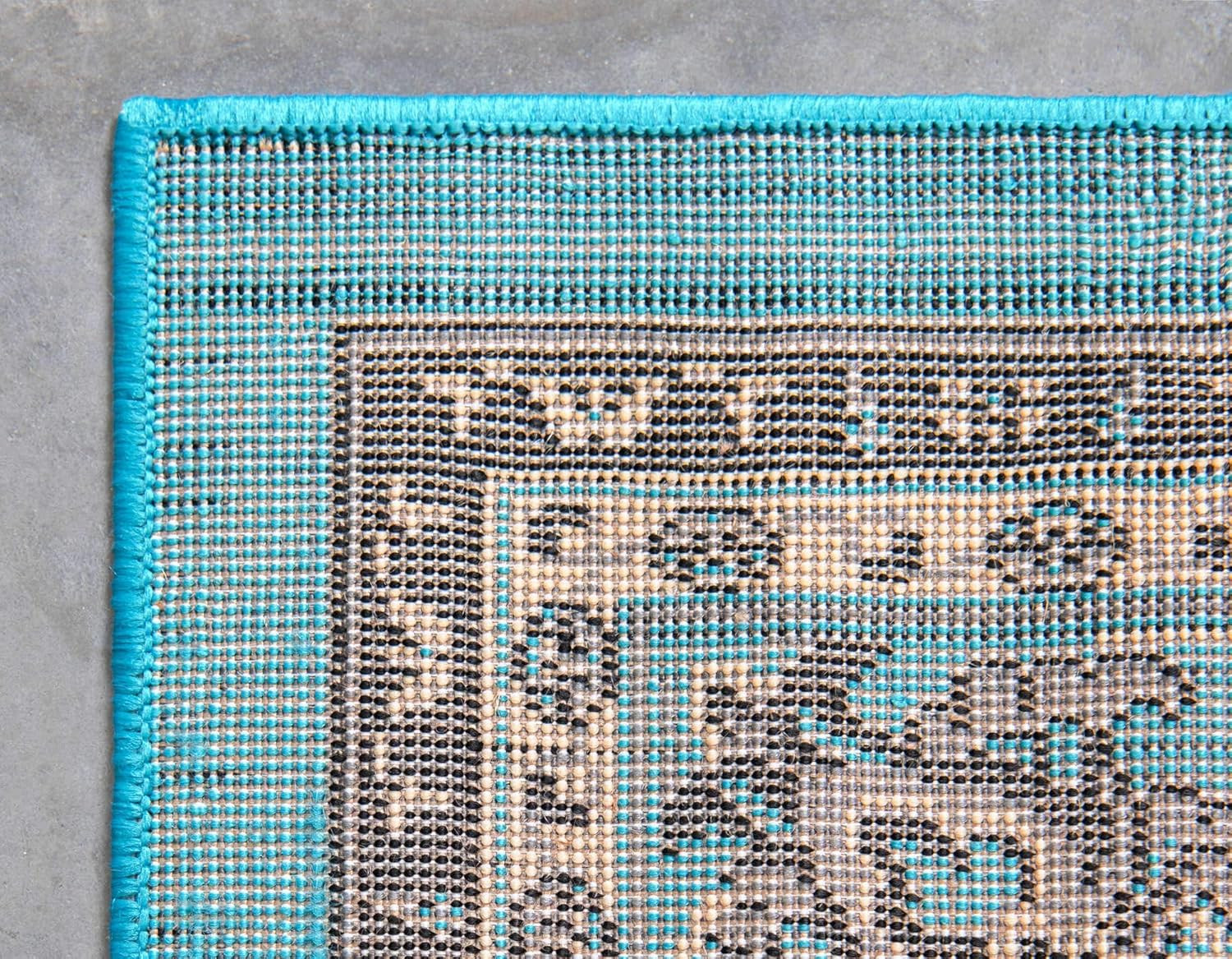 Sialk Hill Washington Area Rug 9′ x 12′ Turquoise/Black Rectangle