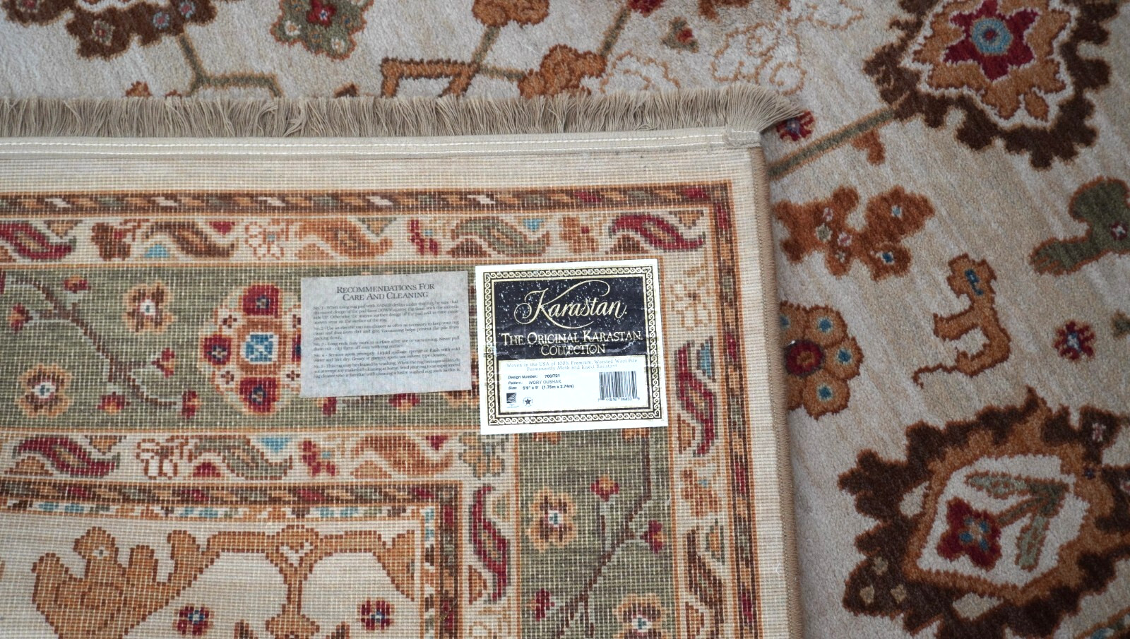 Authentic Original Karastan Ivory Oushak # 700-721 Wool Pile Rug 5’9″ x 9′
