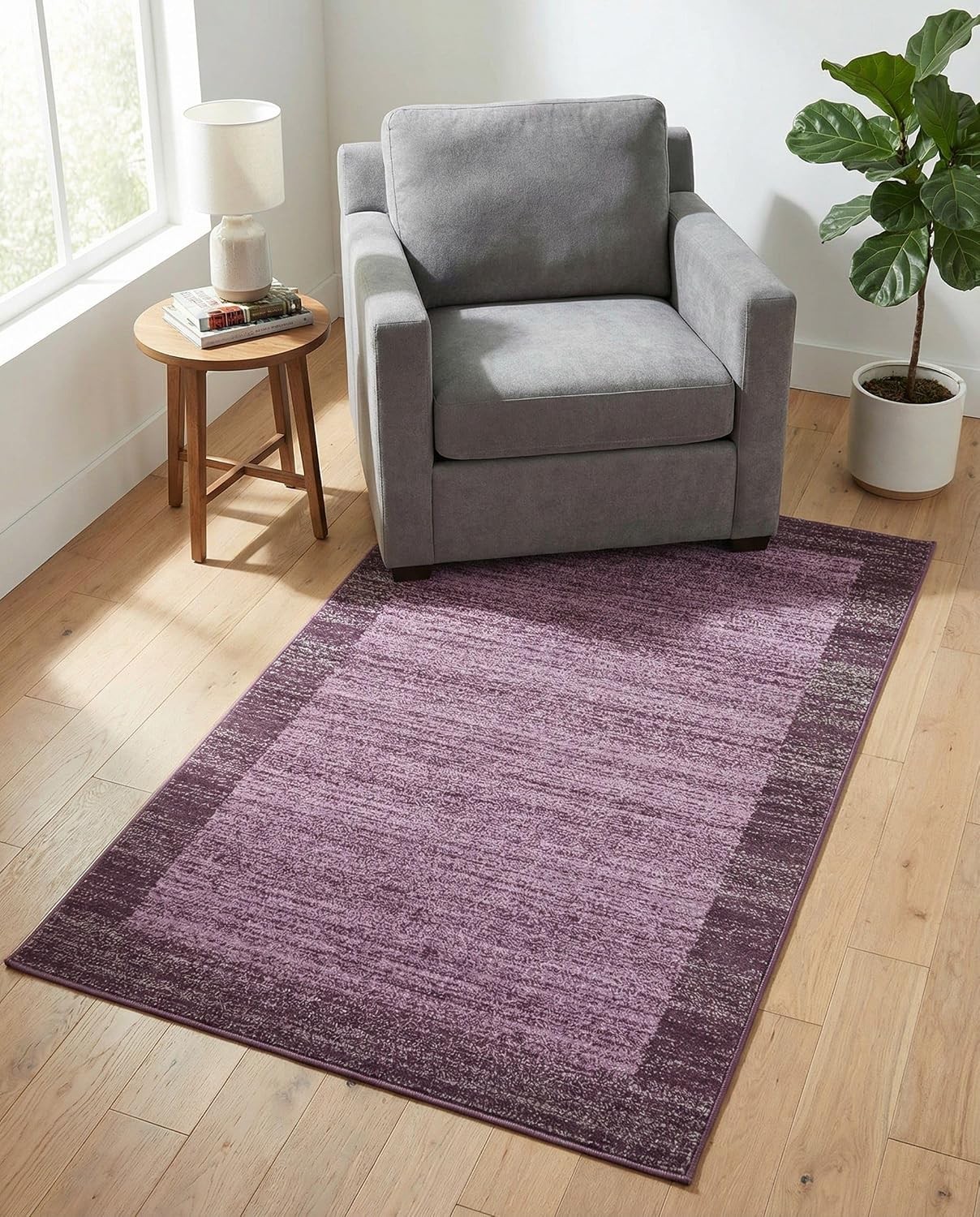 Angelica Collection Rug – 3′ x 5′ Violet Medium Rug for Entryways, Kitchens,