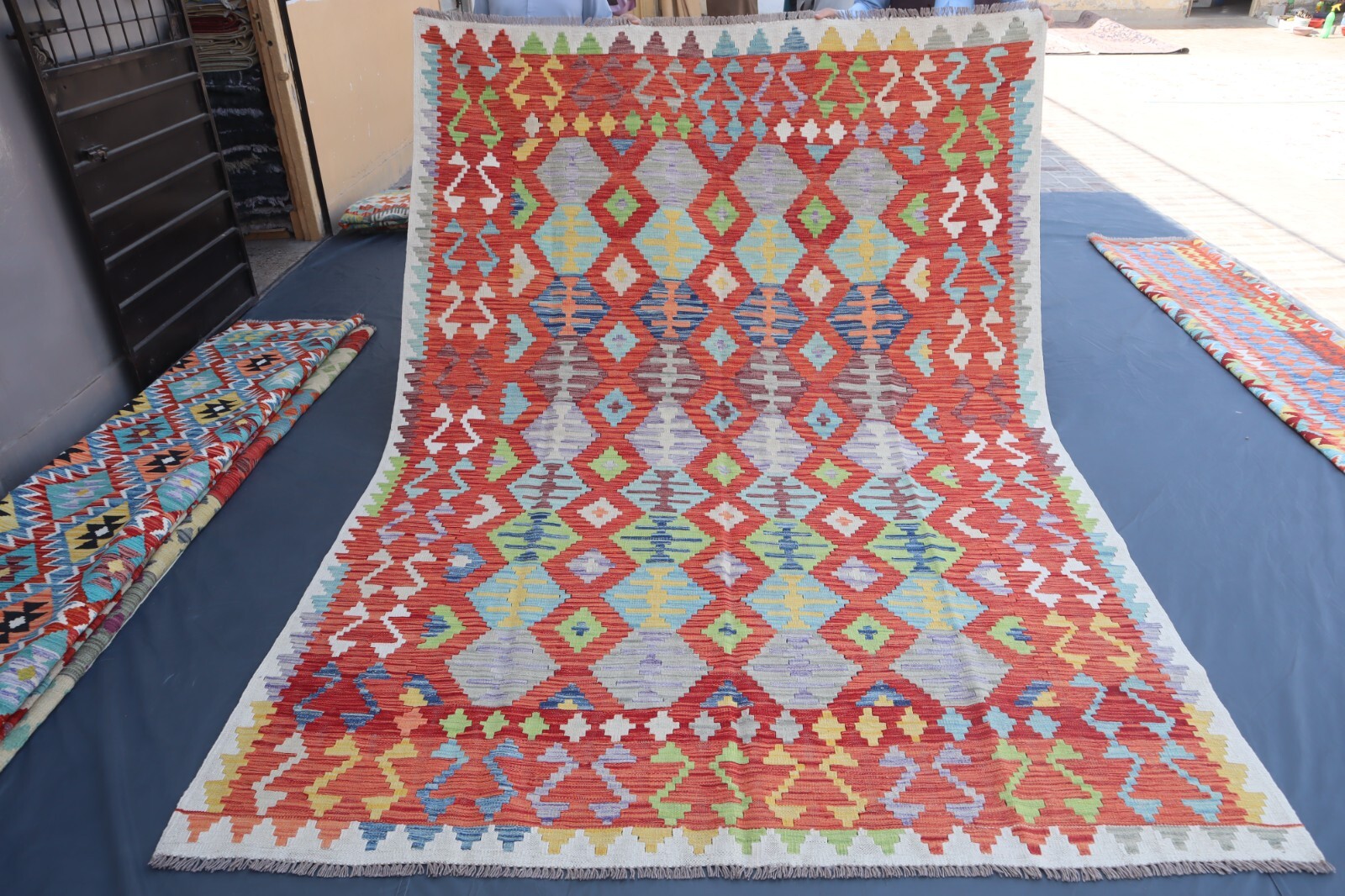 6’8×9’4 ft Authentic Afghan Handwoven Heritage Rug- Turkmen Kilim Area Rug 7×10