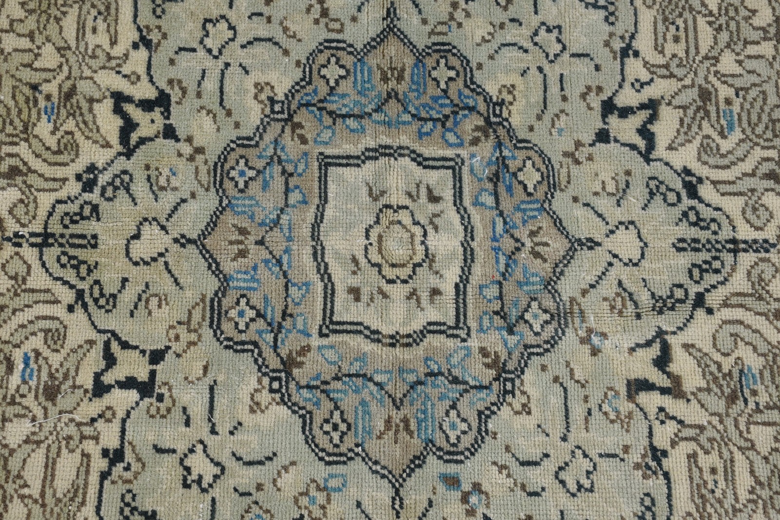 6,41×9,7 ft Rug, Vintage Turkish Rug, Blue Floral Wool Rug