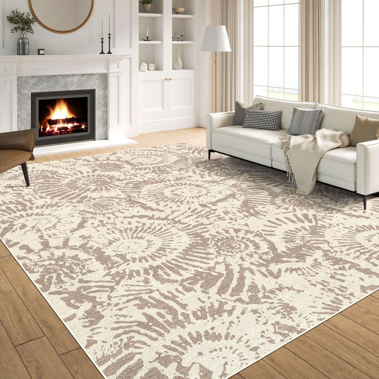 BLISSA Dining Room Rugs for Under Table 6×9 Taupe Washable Living Room Area …