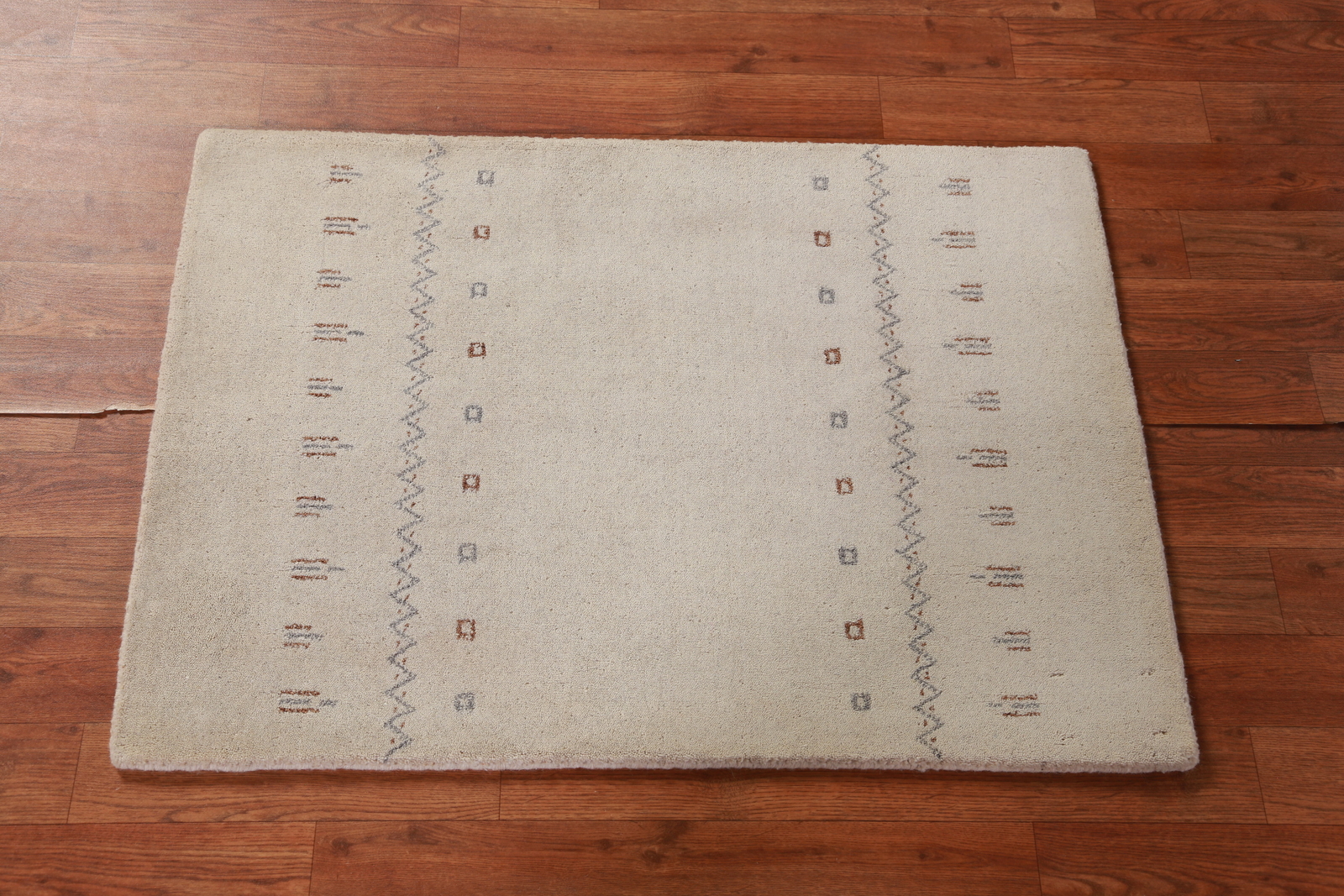 Oriental Gabbeh Rug Beige Handmade Wool 2×3 ft. for Foyer