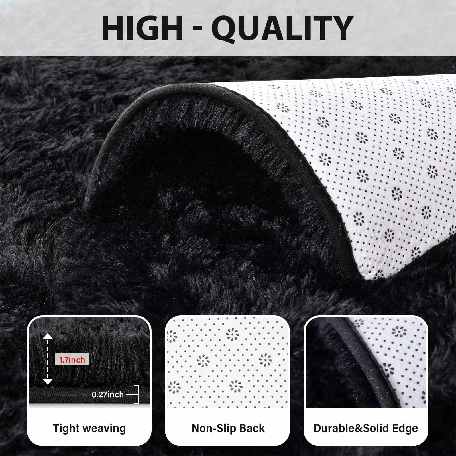 FinRèc 5×7 Feet Black Rugs for Bedroom Living Room, Fluffy Shaggy Area Rug, …