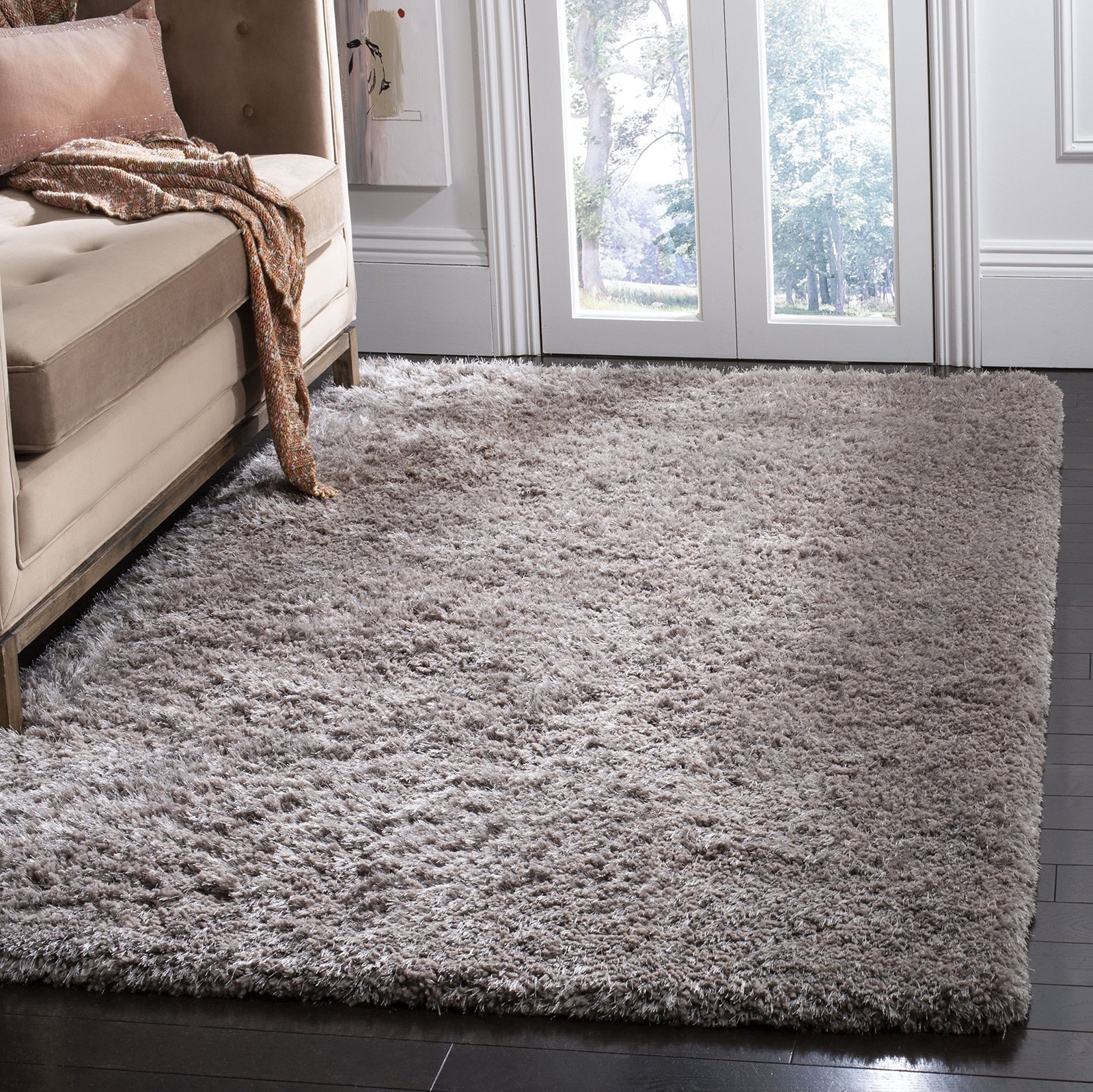 Toronto Shag Collection 5′ x 8′ Grey SGT501F Handmade Solid 1.25-inch Thick A…