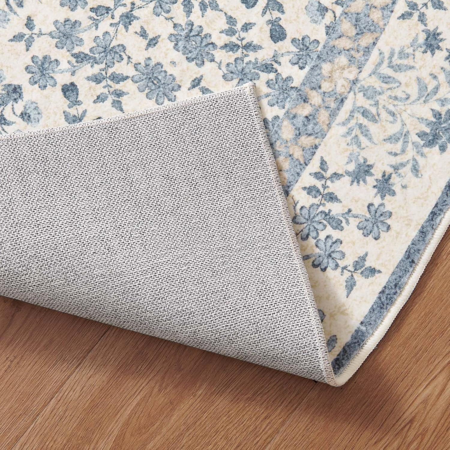 Zenith 7×7 Floral Corner Rug – Soft, Non-Slip, Washable for Any Room