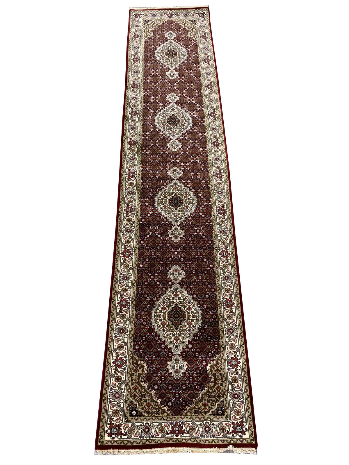 12 Feet RUNNER Quality Handmade Wool and Silk Tabriiz Mahii #F-6959