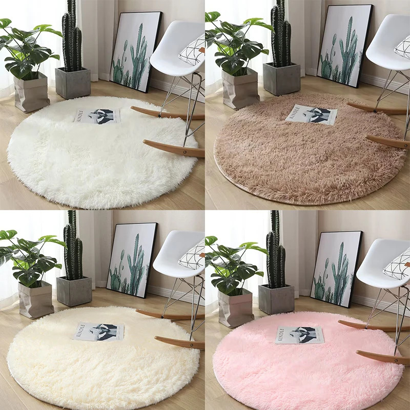 Plush round carpet living Room Decoration Children s Bedroom fluffy white carpet