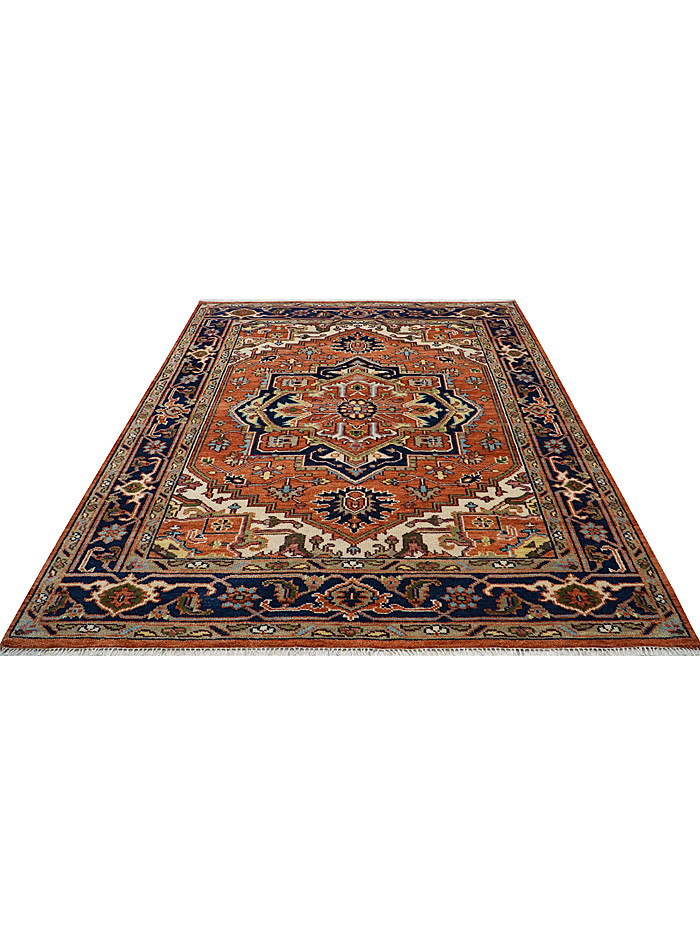 Multi Size Hand Knotted Heriz Serapi Rust Premium Indian Living Room Area Rug