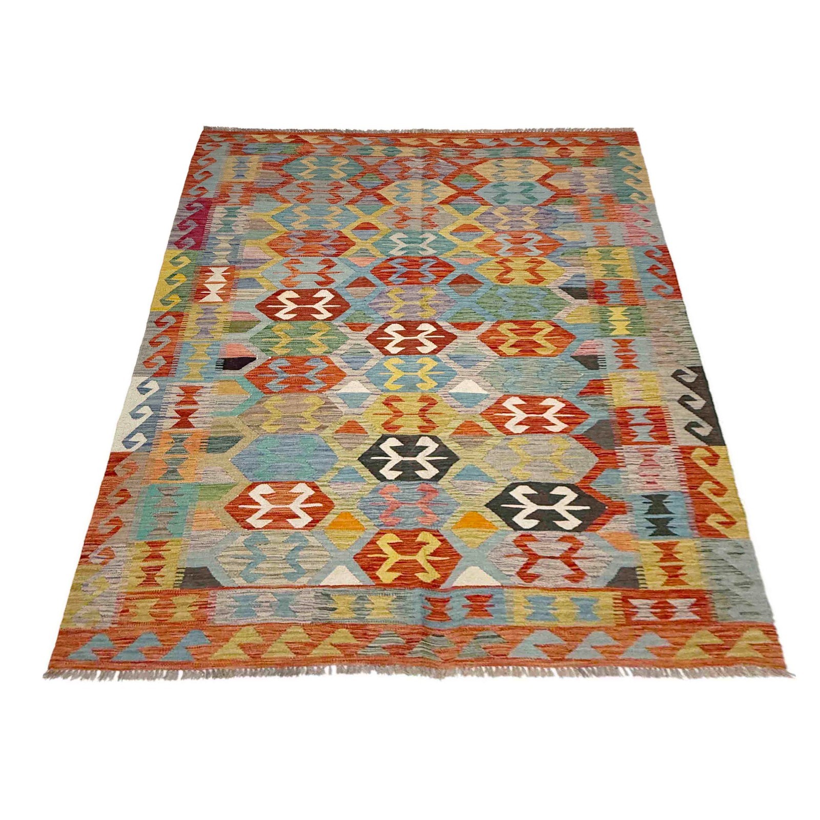 5’11×8′ Ft Traditional Kilim Handmade Tribal Afghan Flat Carpet 180x244cm R39049