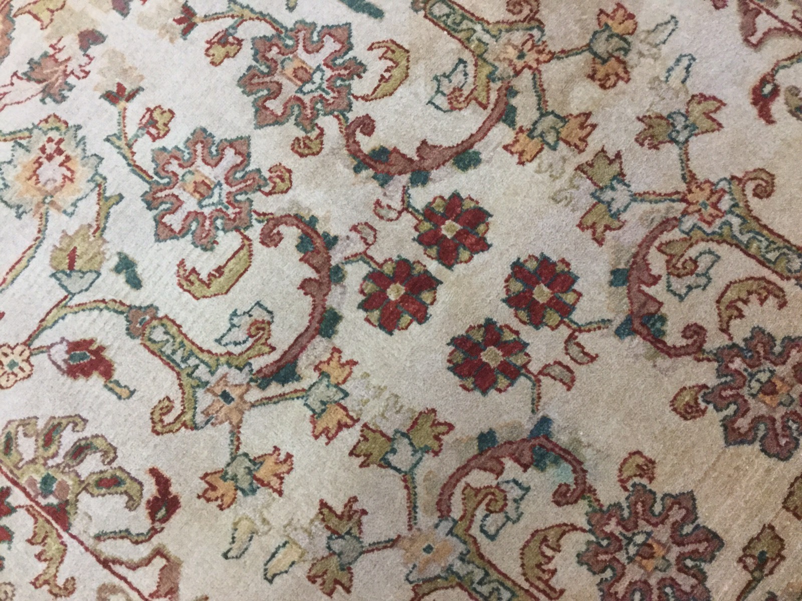 4′.3″ X 5′.2″ Square Beige Red Fine Ziegler Oriental Rug Hand Knotted Wool Foyer