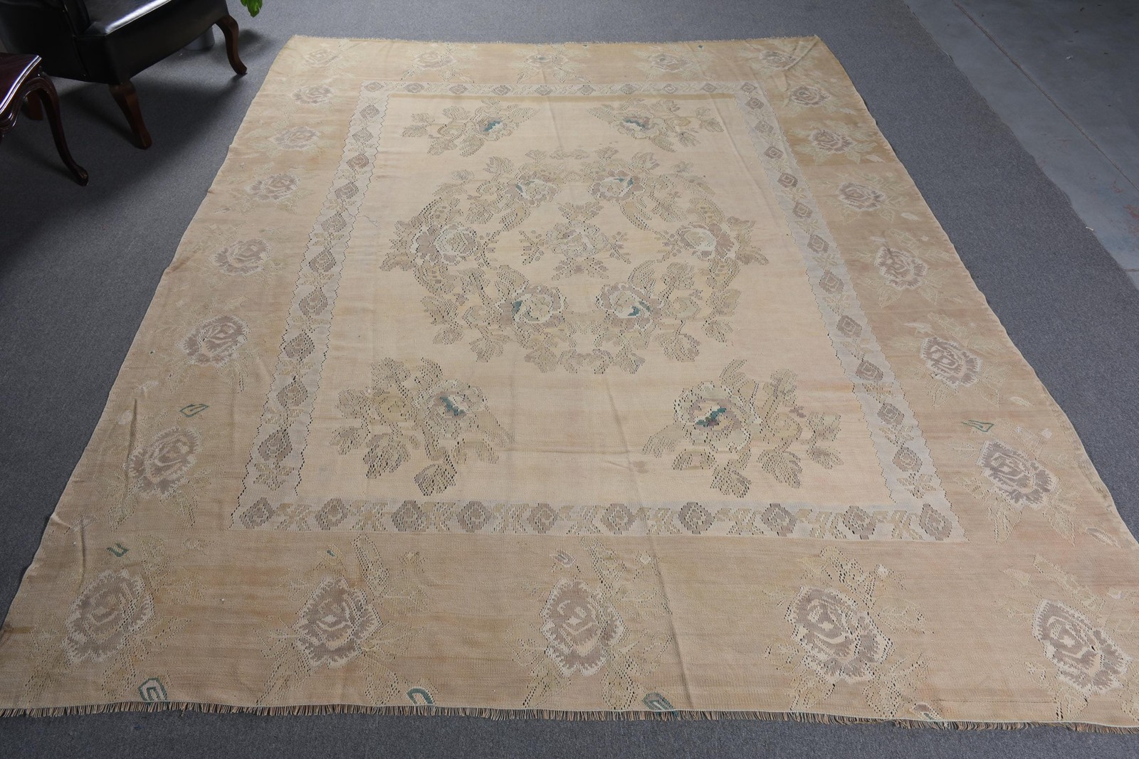Turkish 8,1×10,4 ft Rug, Kilim Vintage Rug, Beige Camouflage Wool Rug