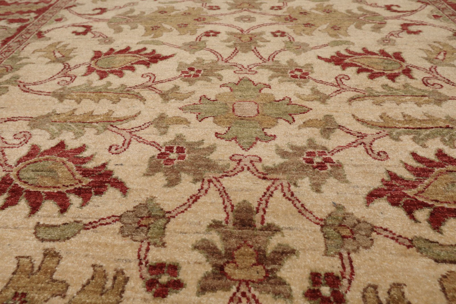 5’9 x 8’4 Authentic Hand Knotted Wool Arts and Craft Peshawar Area Rug Cream Red