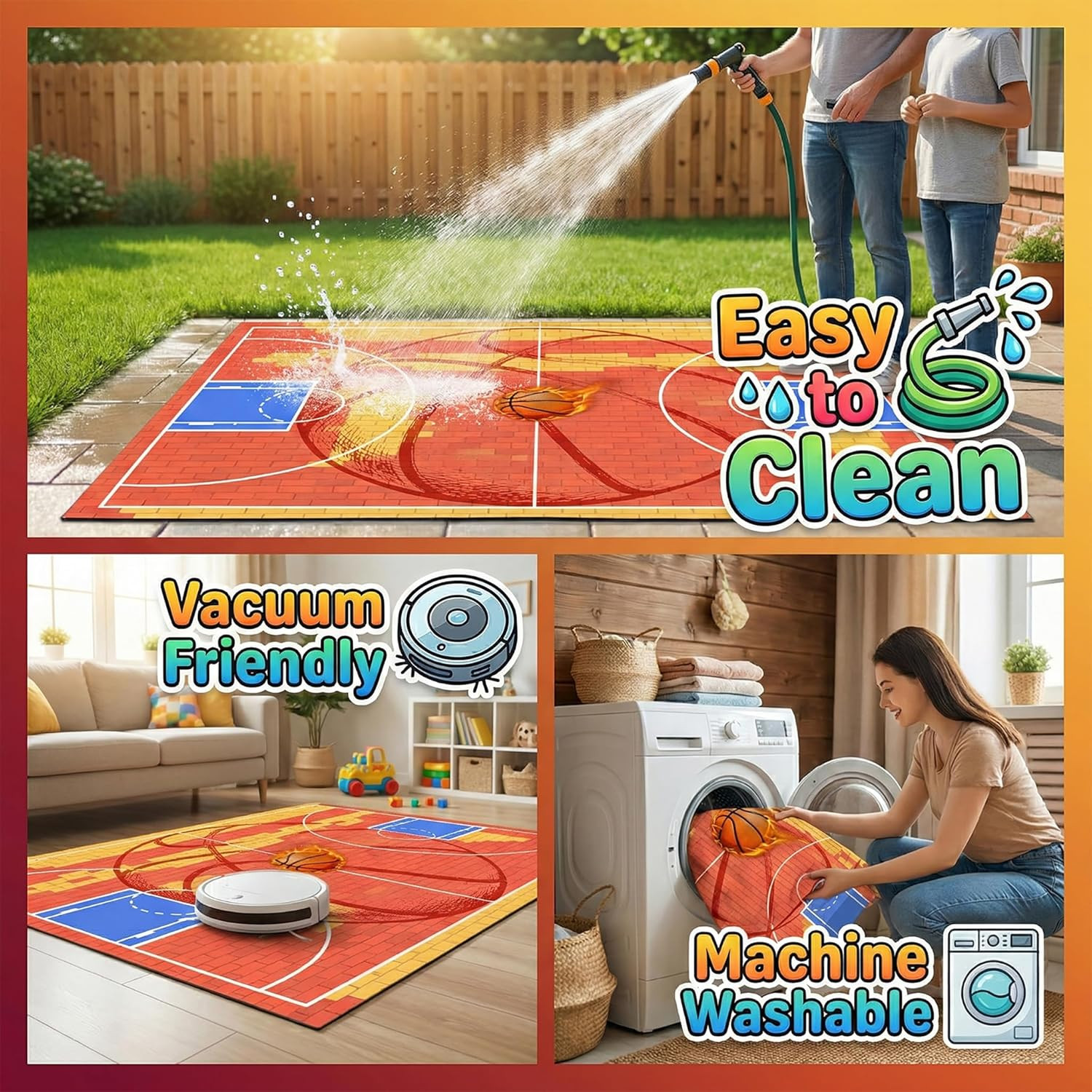 Basketball Rug for Boys Bedroom – 6X8 Feet Large Basketball Court Area Rug for K