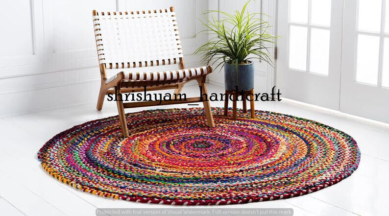 Hand Woven Braided Natural Multiple Sizes Natural Color Floor Decor Bohemain Rug