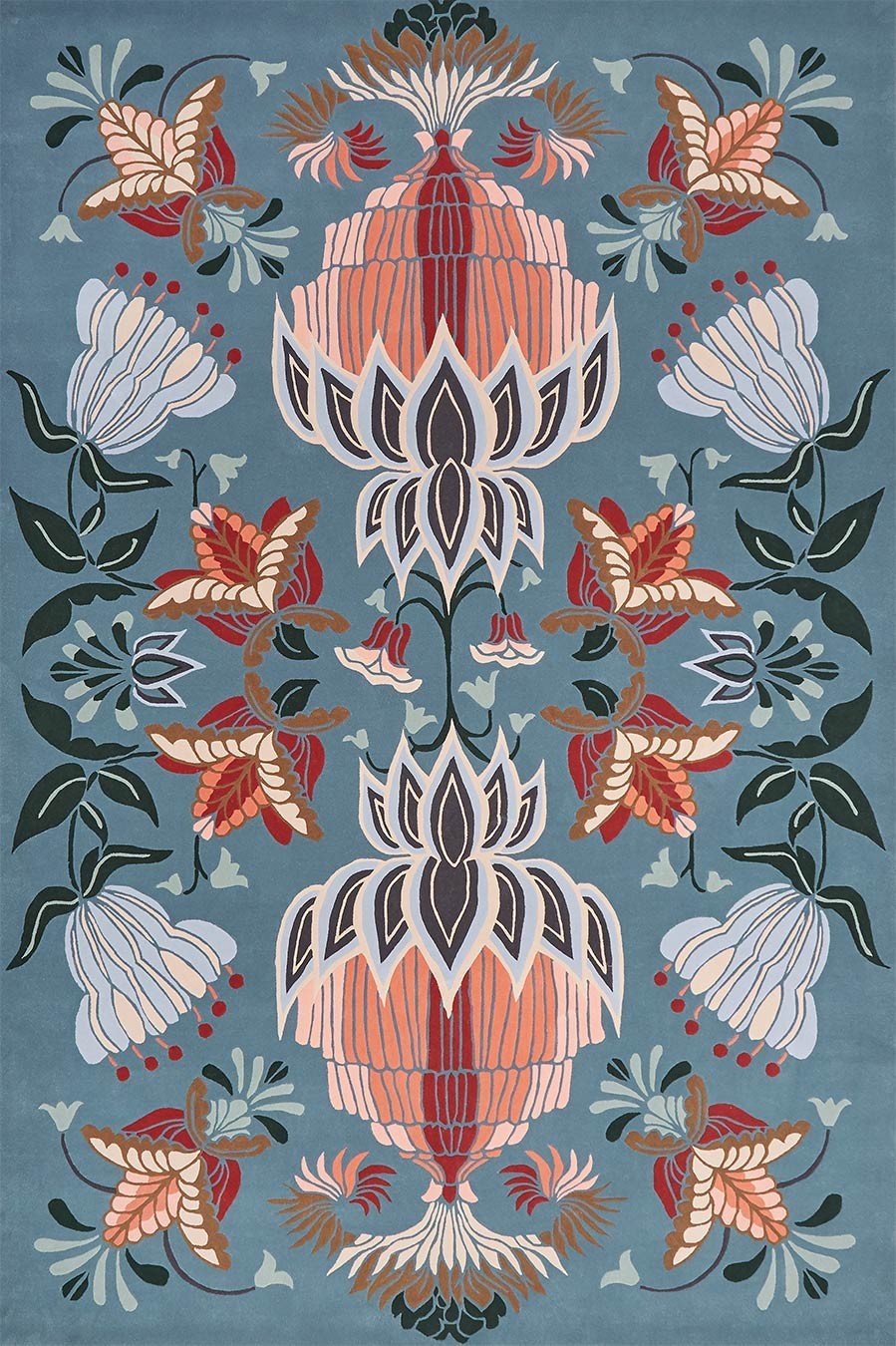 Hand Tufted Wool Rug 5×8 6×9 – Botanical Garden Style Carpet for Dining & Living