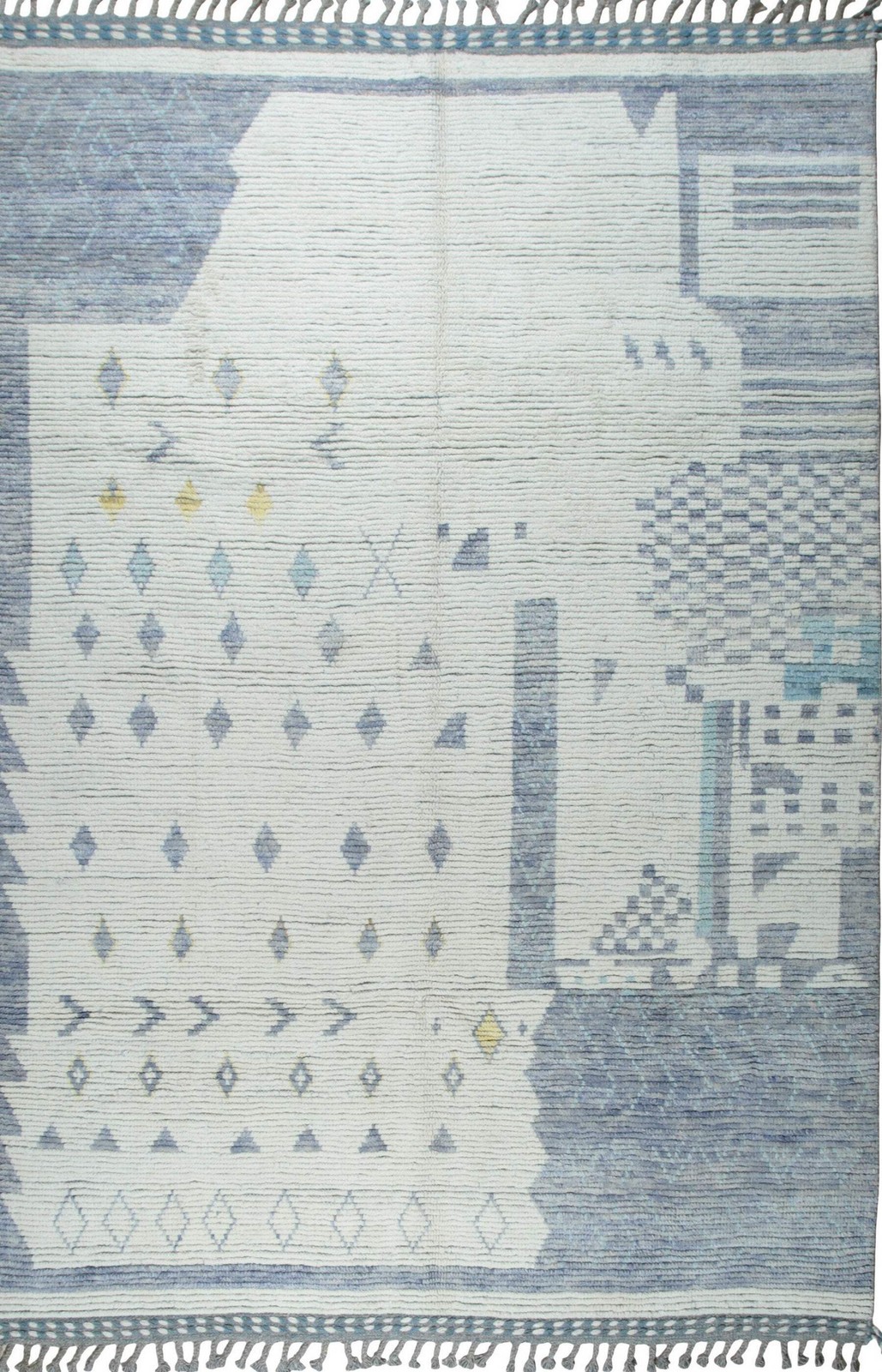 Modern Marrakech Ivory Hand-Knotted Wool Rug