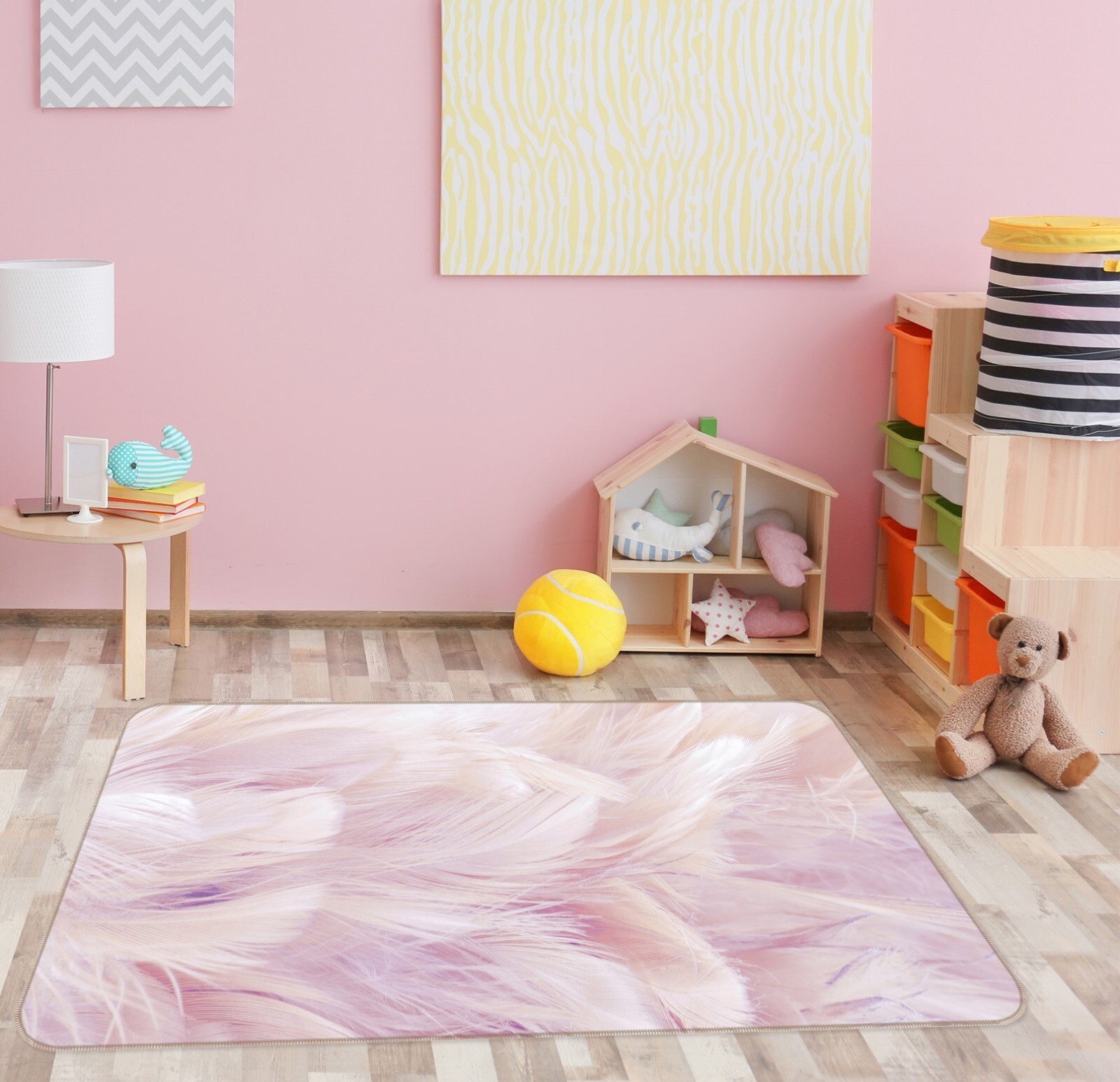 3D Simple White Feather ZHUA3361 Game Non Slip Rug Mat Photo Carpet Amy