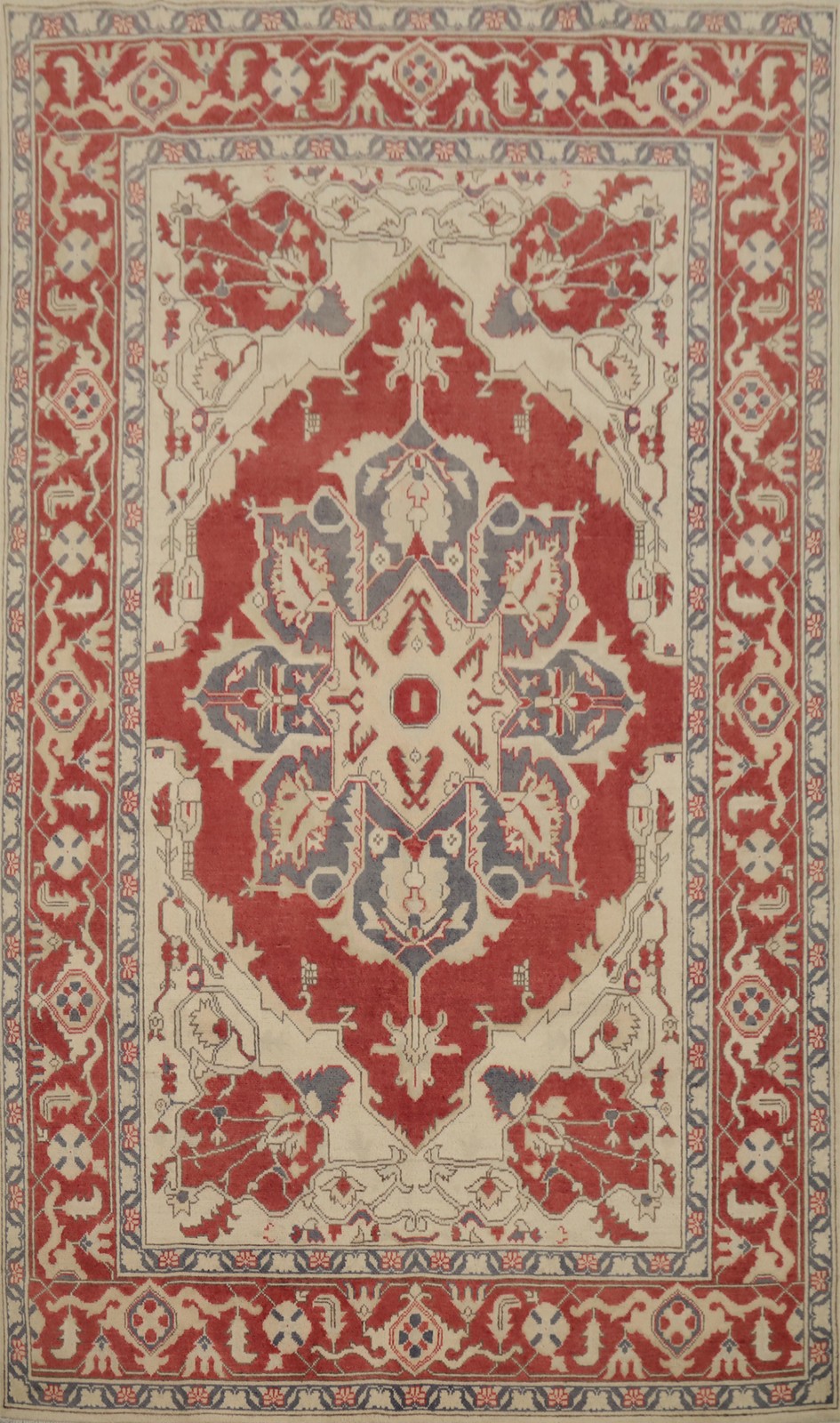 Vegetable Dye Traditional Red Area Rug 6×9 Ft Handmade Medallion Oriental Carpet