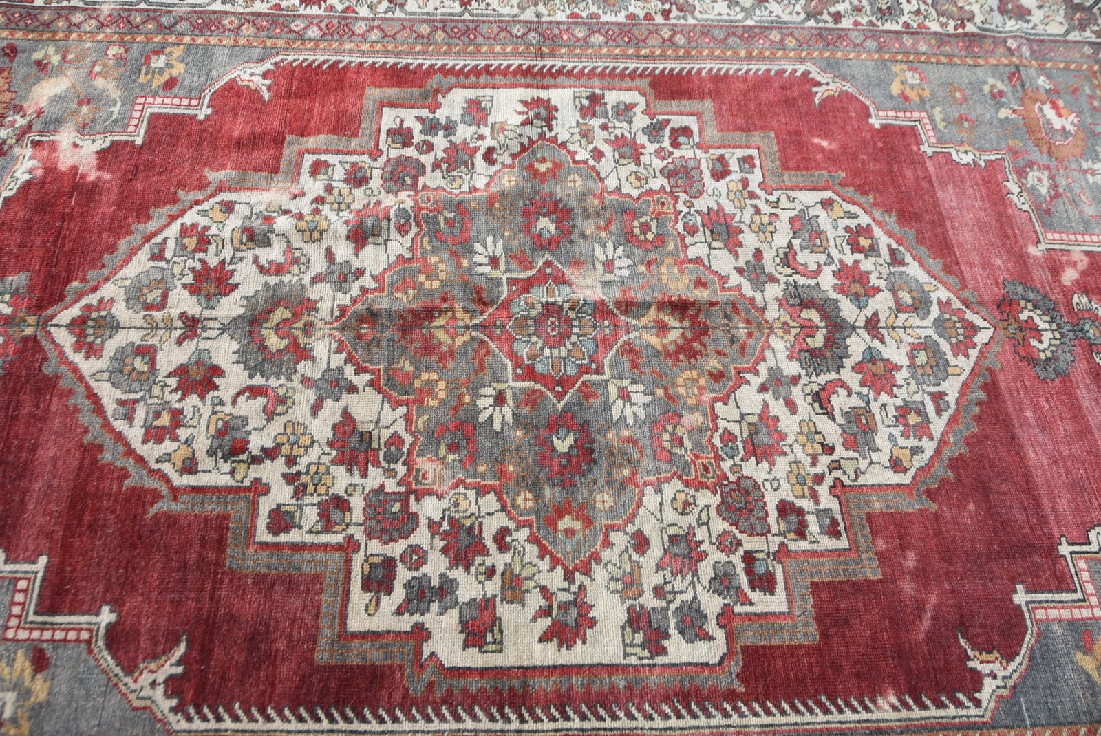 5,9×10 ft Rug, Vintage Rug, Turkish Red Wool Floral Rug