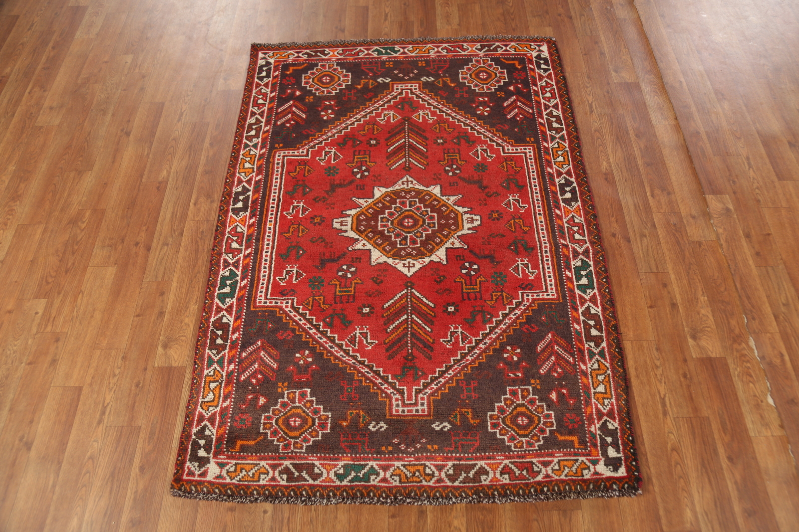 Tribal Hand-knotted Wool Geometric Vintage Rug 4×5 Traditional Nomad Carpet