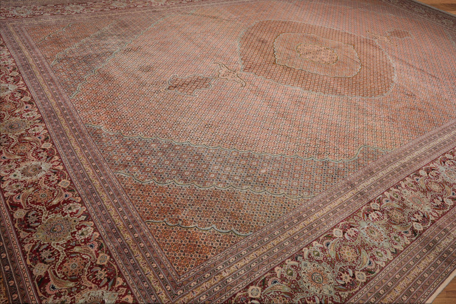 300 KPSI Mahi Tabrizz Palace Hand Knotted Wool & Silk Area Rug Beige 13’1″ x 20′