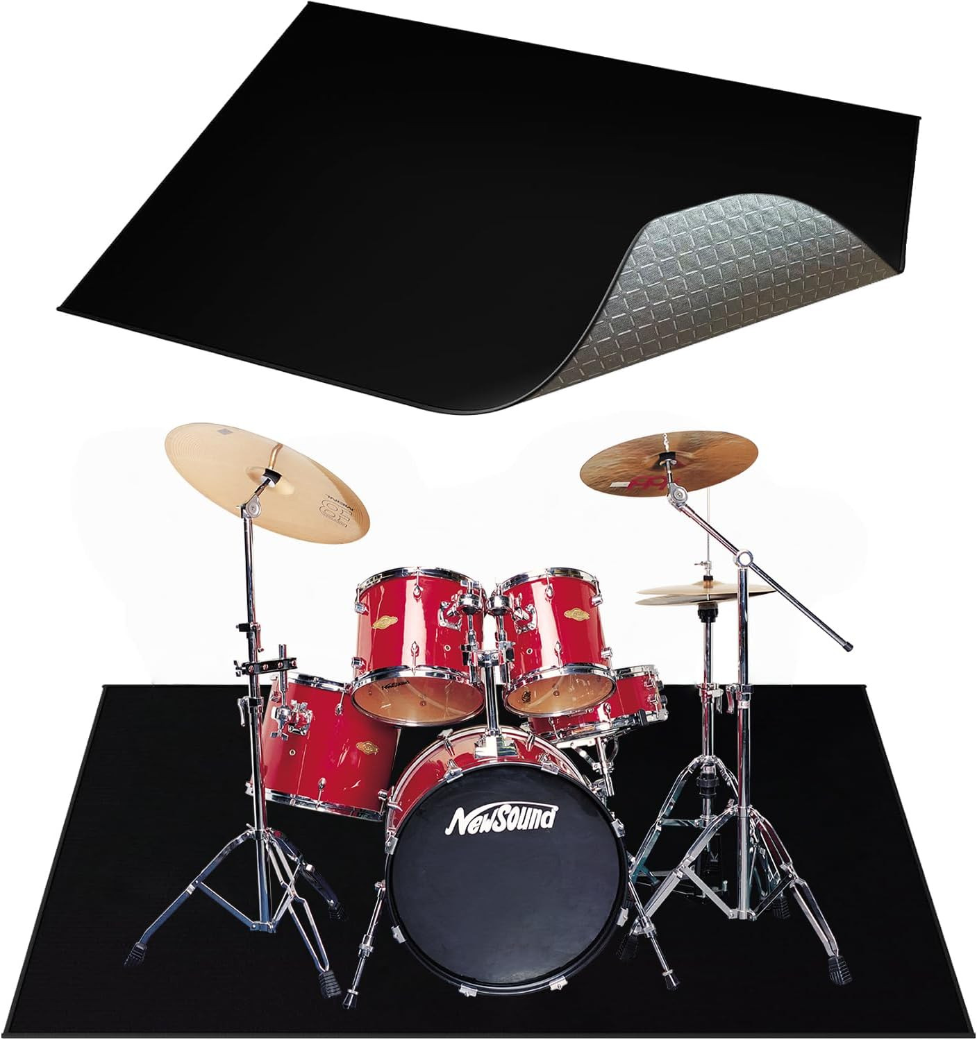 Non-Slip Drum Rug 5X6 Ft – Noise Reduction Mat for Drummers – Black
