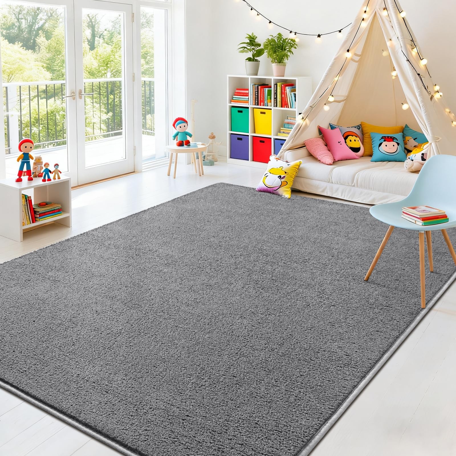 Large Modern Area Rugs for Bedroom Living Room, 4×6 Feet Grey Rug,