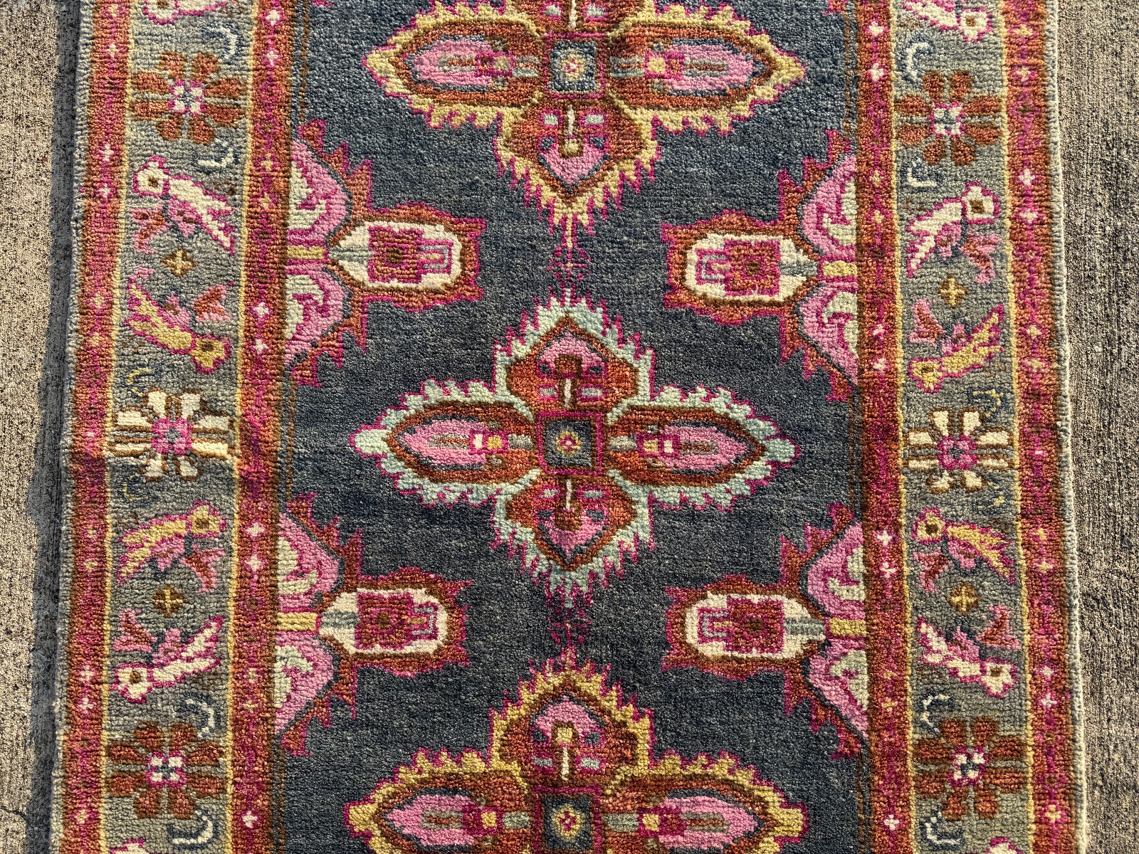 4×6 BLUE PINK RUG ORIENTAL new wool OUSHAK handmade hand-knotted soft clean navy