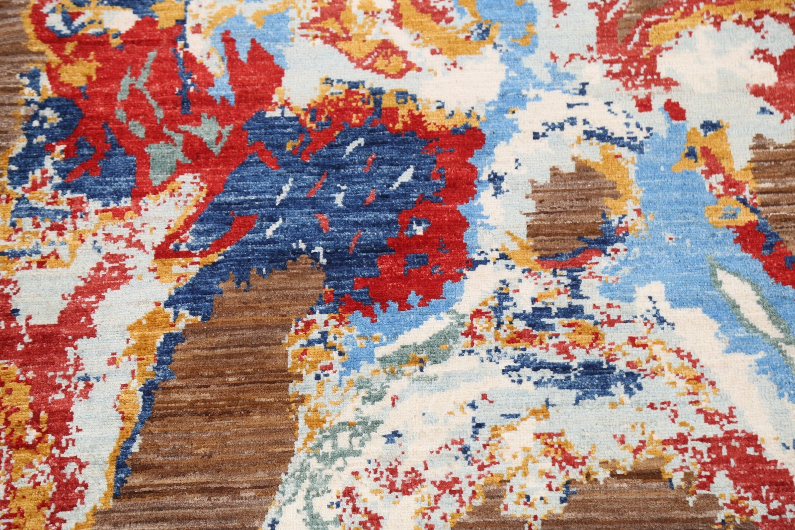 Abstract Contemporary Oriental Area Rug Wool Hand-knotted Brown Carpet 3×4 ft
